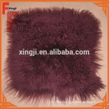 dyed wine color Tibet lamb fur cushion